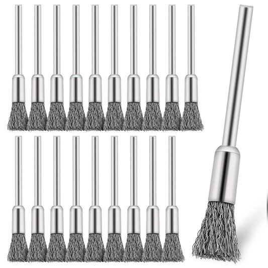 20pcs Wire Brush for Cleaning,1/5? X 1/8? Wire End Cleaning Brush Extended Steel Cleaning End Brushes Pen Stainless Steel Wire Brush Rust Paint Removal Bits Small Wire Brushes for Cleaning Small Parts