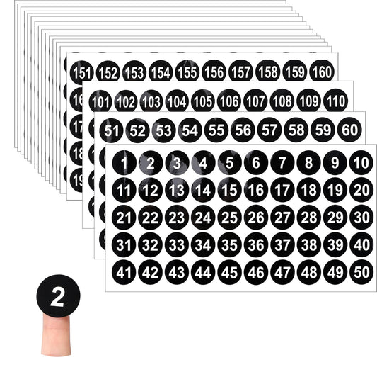 12 Sheets Round Number Sticker 1-200 Vinyl Consecutive Number Stickers Black Self-Adhesive Number Labels Waterproof Stickers Decal for Inventory Sorting,Organizing,Storage Boxe,3 Sets (1 Inch)