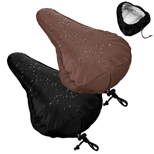 2Pcs Bike Seat Cover Waterproof Bicycle Seat Cover for Rain Bike Seats Rain Covers Cushion for Bicycles E-Bike Accessories, Black Brown