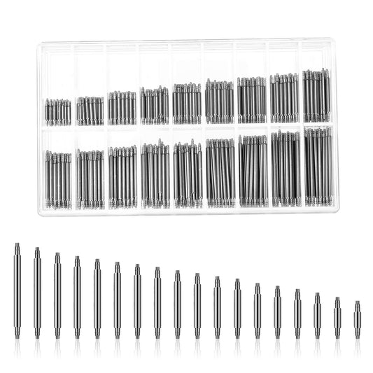 Mozeat Lens 360 PCS Watch Band Pins, 8mm - 25mm Professional Stainless Steel Spring Bar Tool Assortment Watch Strap Link Pins Replacement Kit for Watchmaker Repairing (1.5mm Diameters)
