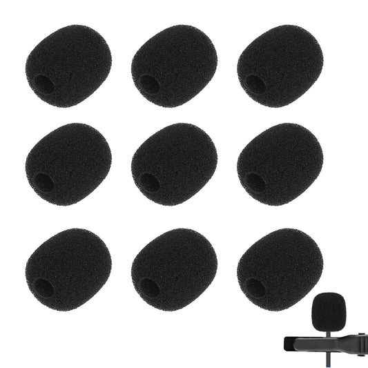 10 Pcs Mini Windscreen for Headset Microphone Small Size Microphone Covers Foam Lavalier Microphone Windscreen Foam Cover Wind Screen for Mics Lapel Microphone Replacement Kit (Black)