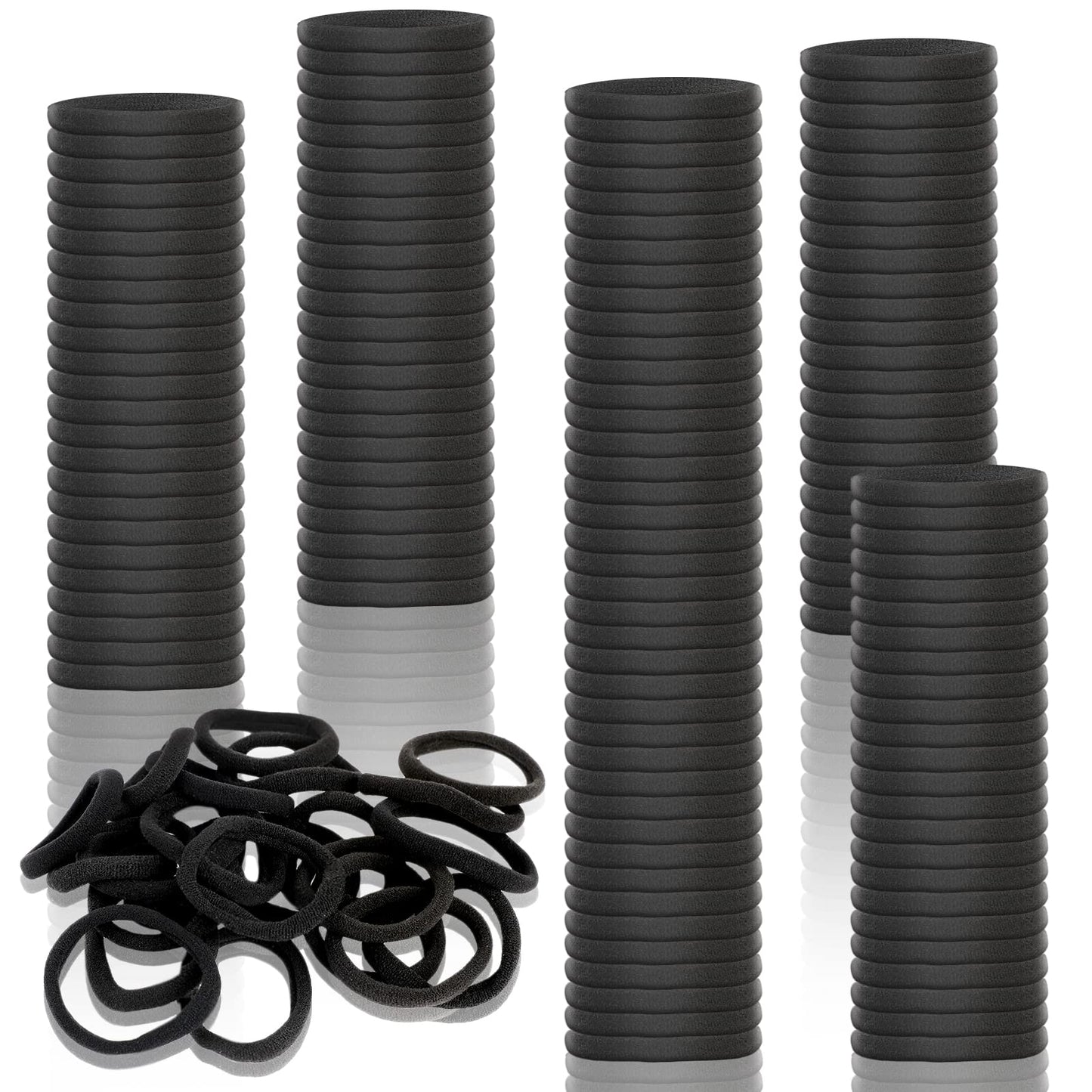 Black Hair Ties 120PCS Seamless Thick Hair Band Elastic Black Ponytails Holders No Damage Soft Hair Tie Seamless Hair Ties for Women Girls Hair