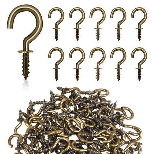 KALIONE 200 pcs Small Screw Hook, Ceiling Screw Hooks Mini Screw-in Hooks Small Ceiling Hooks for Hanging Keys Ceiling Hanging Hook for Indoor Outdoor Decorations Hanging Plants (Copper)