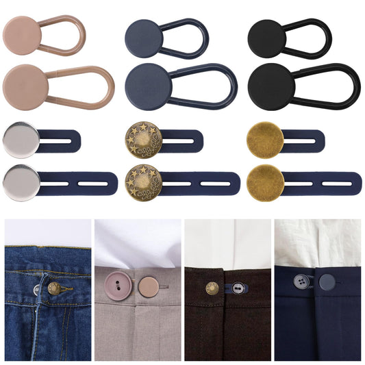 12 PCS Pants Waist Button Extender Button Extenders for Jeans Adjustable Elastic Collar Extenders for Jeans No-Sew Extend Buttons for Women and Men (4 Sizes)