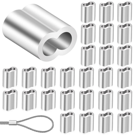 200 pcs Aluminum Crimping Loop Sleeve, Aluminum Crimp Loop Sleeves Clip Aluminum Sleeve Wire Rope Clamps Aluminum clamp Aluminum Press Clamps Aluminum Sleeves Cable Crimps Clips (Style B)