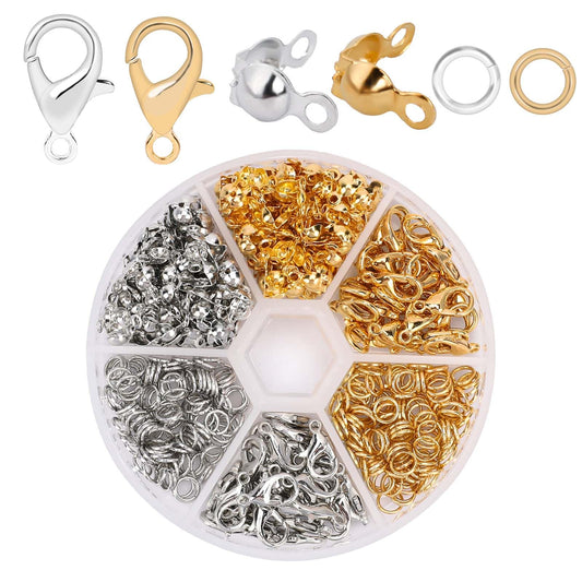 Jewellery Clasps,500pcs Jewellery Making Accessory Set,200pcs Open Jump Ring 100pcs Lobster Claw Clasp 200pcs Bead Tips,Lobster Clasps for Jewellery Making,Bracelet Clasps and Closures