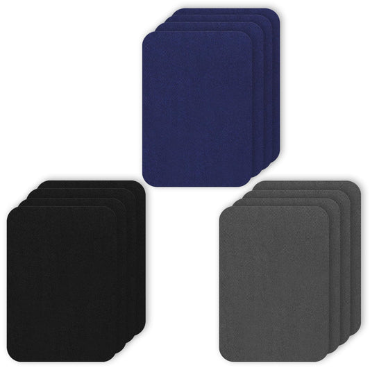 12 Pcs Iron On Patches Denim Repair Patches for Clothing, Iron On Patches for Clothes, Premium Iron-on Patches for Clothing Repair Shoes Jeans Hat(Black/Dark Grey/Navy Blue)
