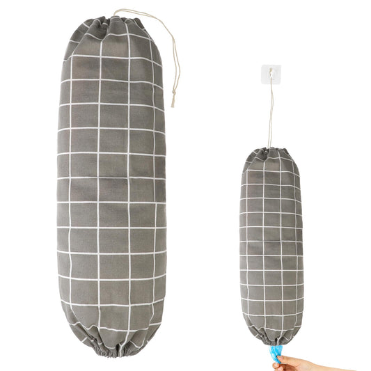 Mozeat Lens Plastic Bag Holder Organizer Reusable Grocery Bag Holder Large Washable Plastic Bag Organizer Shopping Bag Trash Bag Dispenser for Home Kitchen, Gray
