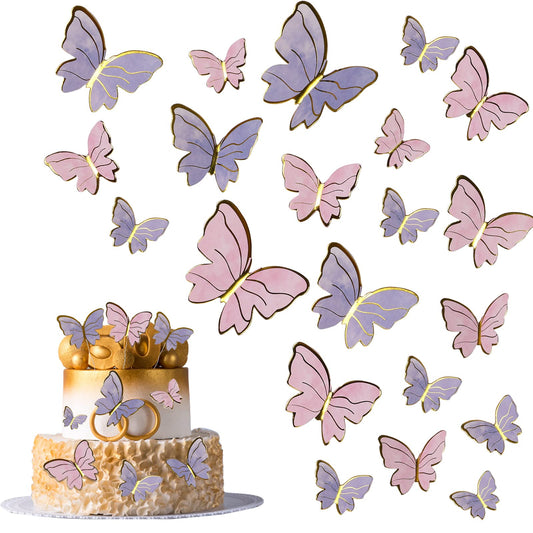 40 Pcs Butterfly Cake Topper Set Butterfly Cupcake Toppers Butterfly Birthday Cake Decoration Wedding Cake Decorations Glitter Toppers for Birthday Party Supplies Baby Shower Anniversary Wedding