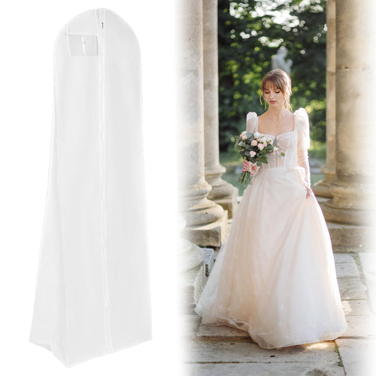 Bridal Gown Garment Cover 71 x 31.5 Inch Wedding Dress Bag with 8.7 Inch Gusset Extra Large Clothes Cover for Long Dress with Clear Pockets Travel Garment Bag for Storage
