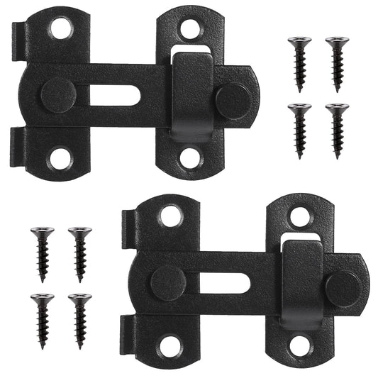 2 Pcs Barn Door Latches 180 Degree Flip Sliding Latch Lock 2.75 x 2.02-inch Black Stainless Steel Barn Gate Flip Door Latch Wine Cabinet Closet Door Latches for Cabinet Window Barn/Sliding/Closet Door