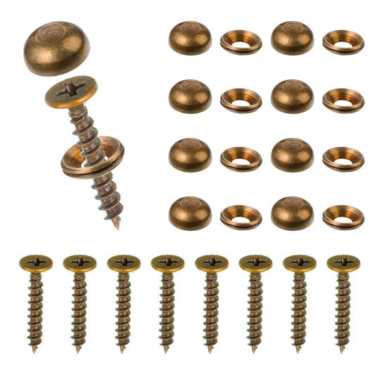 8 Pcs Decorative Screw With Caps, Upholstery Mirror Screws Antique Brass Screws Cups Tacks Self Tapping Screw for Fixing Furniture Mirror(13mm and 15mm)