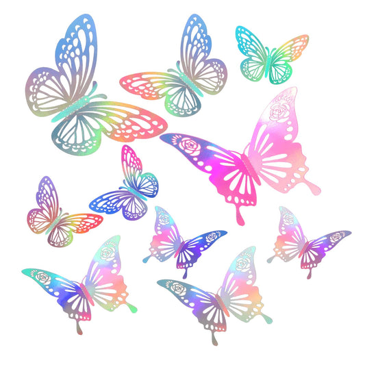 48Pcs Laser Butterfly Wall Decor, 2 Styles Butterfly Decorations for Butterfly Birthday Decorations, 3D Butterfly Sticker Removable Butterflies for Cake Cupcake Toppers Party Decorations