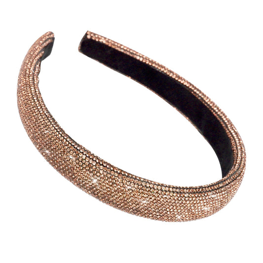 KALIONE Headbands for Women Girls Champagne Rhinestone Glitter Non-Slip Wide Headband Sparkly Solid Hair Band Cute Hair Hoop Holiday Wedding Hair Accessories(Champagne)