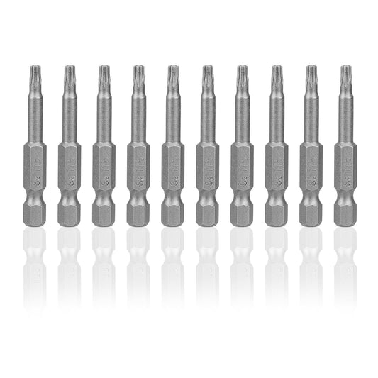 10Pcs Torx Head Screwdriver Bit Sets 50mm 1/4 inch Hex Shank Star Magnetic Screwdriver Bits Set T15 S2 Steel Magnetic Star Torx Security Head Screwdriver Bits