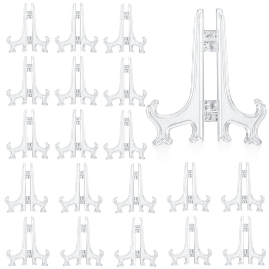 48 Pieces Small Easel for Display, Mini Plastic Easel Stand Clear Display Stand for Weddings Party Home Decoration 3 Inches Display Stands for Plate Card Frame Picture Magazine Books CD Collectibles