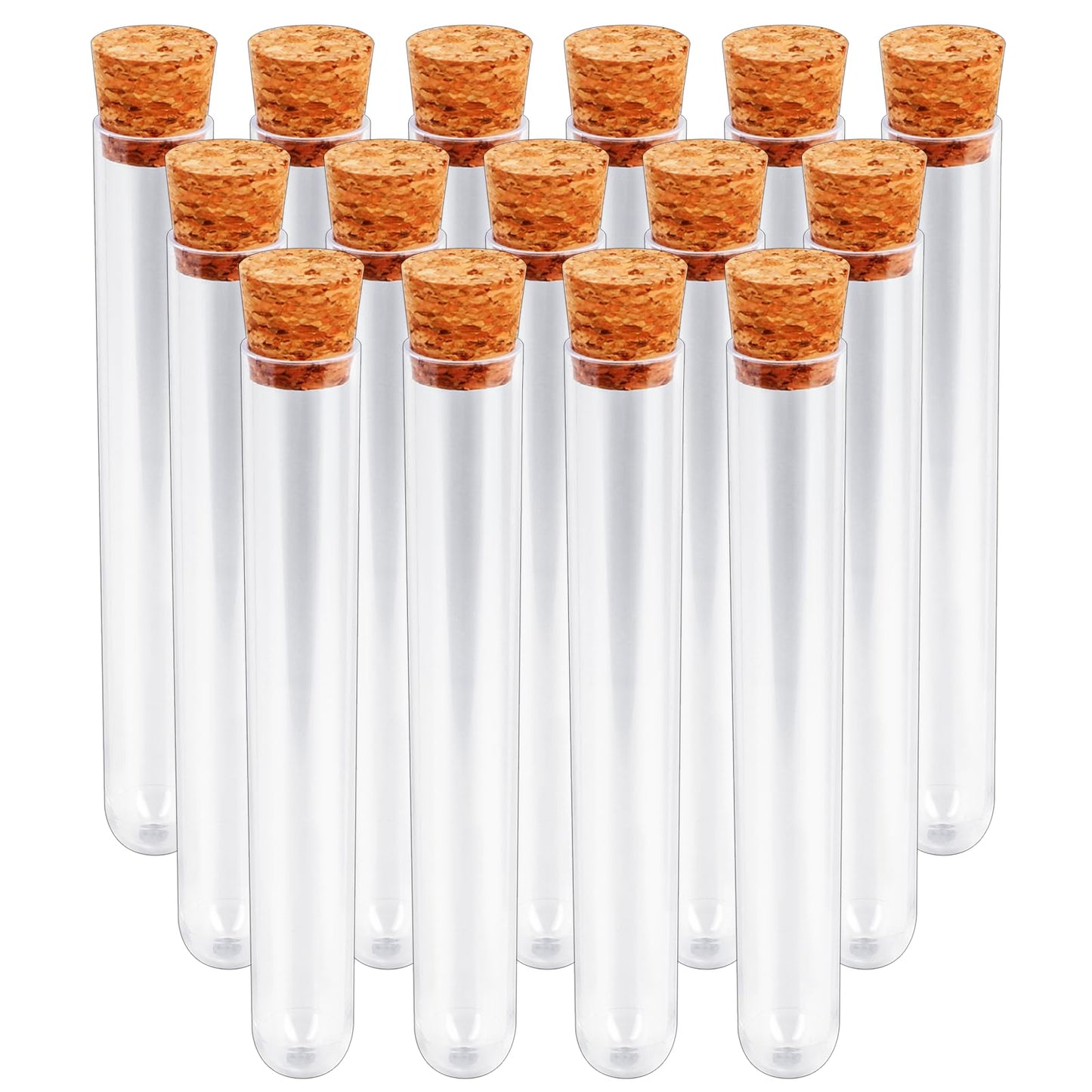 Plastic Test Tubes with Lids, 15x100mm (15ml) Clear Vials with Seal Cap Container Transparent Test Tubes with Cork Stoppers for Jewelry Seed Beads Powder Spice Liquid Storage (15 PCS)