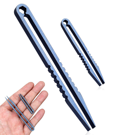 2 Pack Mini Titanium Tweezers, Portable Titanium Tweezers, Travel EDC Tweezers, Alloy Tweezers, Survival Pick-Up Tweezers, Portable Small Tweezers, EDC Tools and Gadgets