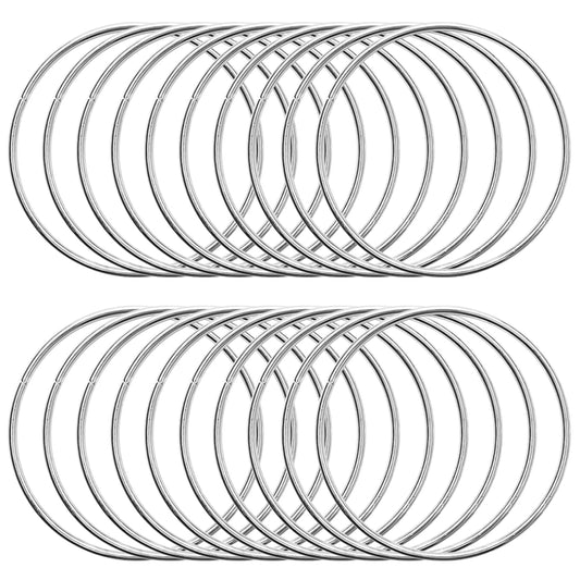 KALIONE 20 Pcs 4 Inch Metal Rings for Craft Silver Hoops Floral Macrame Hoops Rings for DIY Crafts Macrame Dream Catcher Supplies (Silver,4 inch)