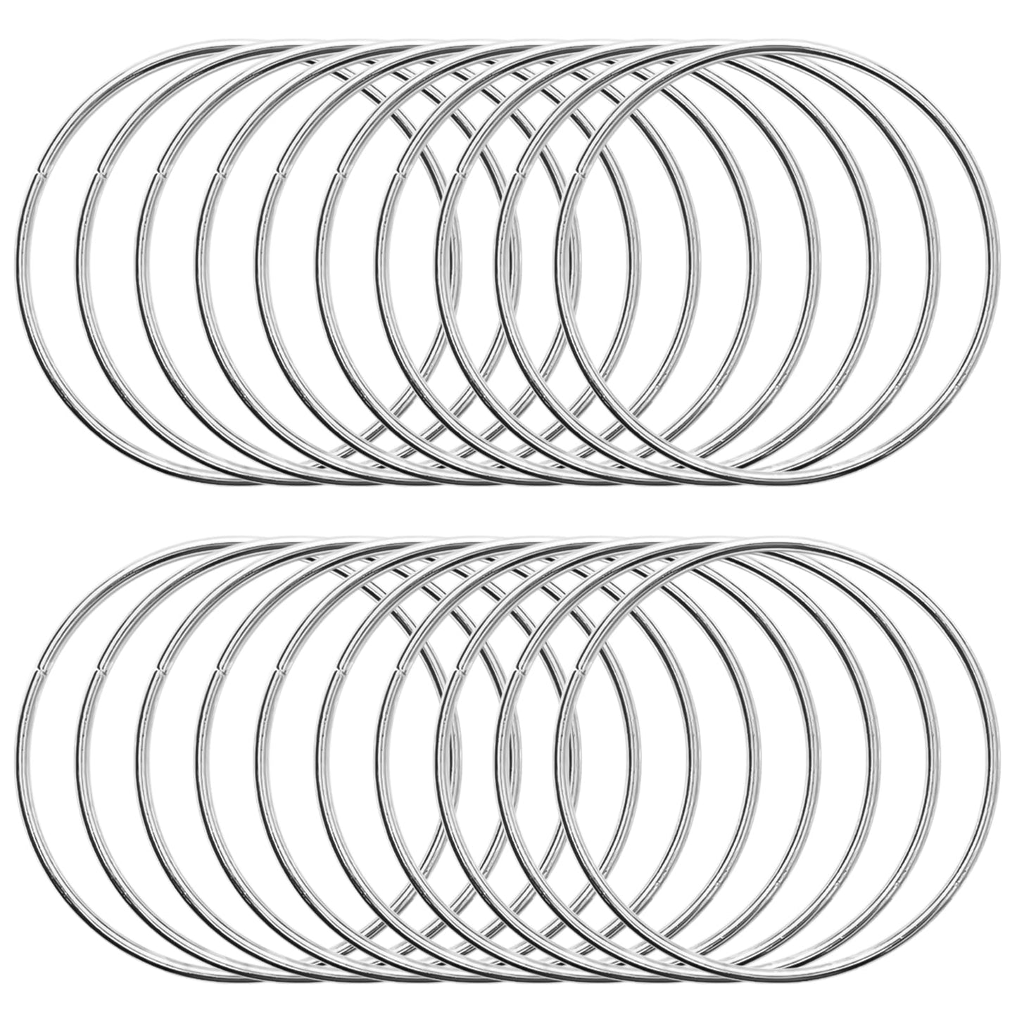 KALIONE 20 Pcs 4 Inch Metal Rings for Craft Silver Hoops Floral Macrame Hoops Rings for DIY Crafts Macrame Dream Catcher Supplies (Silver,4 inch)