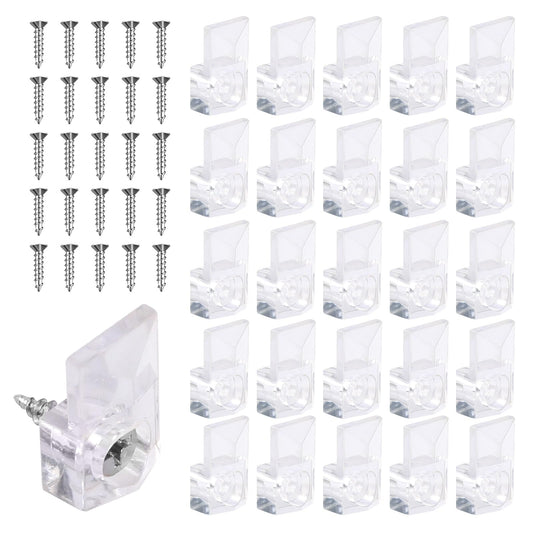 25 Set of Mirror Holder Clips Kit, Glass Retainer Clips Kit, Clear Plastic Mirror Mounting Clips Crystal Mirror Hanging Hardware Frameless Mirror Hanging Kit for Wall and Fixed Mirror Box Door