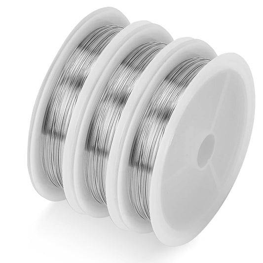 3 Rolls Wire For Jewellery Making 0.3 mm Copper Wire 15 m/roll Wire For Crafts Thin Floral Wire Jewelry Wire Silver Decorative Wire Binding Wire For Flower Arrangements
