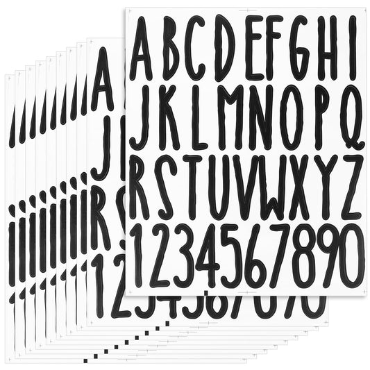360 Pieces 10 Sheets Vinyl Letter Stickers 2 Inch Self Adhesive Black Capital Letter Stickers Alphabet Number Stickers for Mailbox, Signs, Window, Door, Cars, Trucks, Home, Office, Address Number