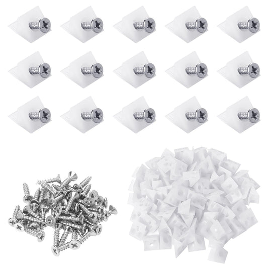 100 Pcs Drawer Repair Kit Drawer Wedges with Screws Drawer Supports Drawer Bottom Sagging Repair Fix Mending Wedges Plastic Angle Code Repair Kit for Furniture Drawer