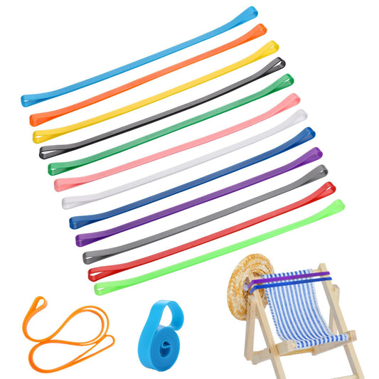 12Pcs Elastic Bands Towel Bands Chair Clips Bands, Beach Chair Bands, Rubber Bands Beach, Beach Towel Holder Rubber, Elastic Band Silicone Rubber Bands, Towel Bands for Beach Chairs, Beach Chair Bands