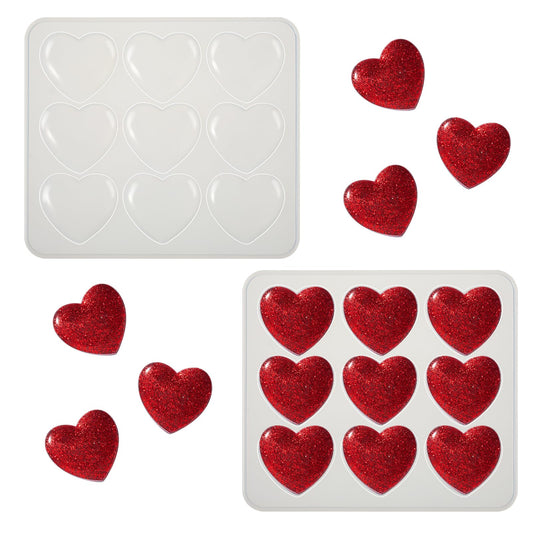2PCS Heart Shape Resin Molds, Heart Silicone Mold Heart-Shaped Casting Jewelry Mold Silicone Heart Epoxy Mold for Making Earrings Jewelry Making Crafting Projects