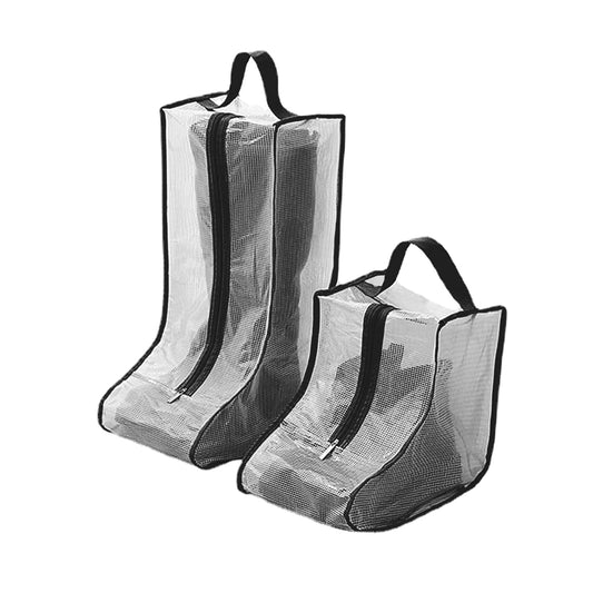 2 Set Boot Storage Bag Portable Short Boots Tall Boots Shoe Bags Black Shoe Protector Bag Clear Shoe Dust Bags Boot Storage Organizer for Packing Travel and Daily Use