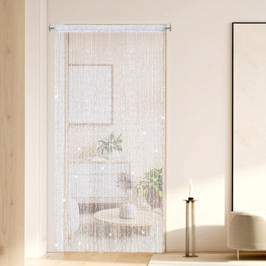 KALIONE Hippie Sequin Decor Fringe Panels Curtain, Door String Curtain, Hanging Room Divider, Beaded Curtain, Closet Window Wall Backdrop Decorations Boho Doors Tassel Screen 39"×79"(Gray)