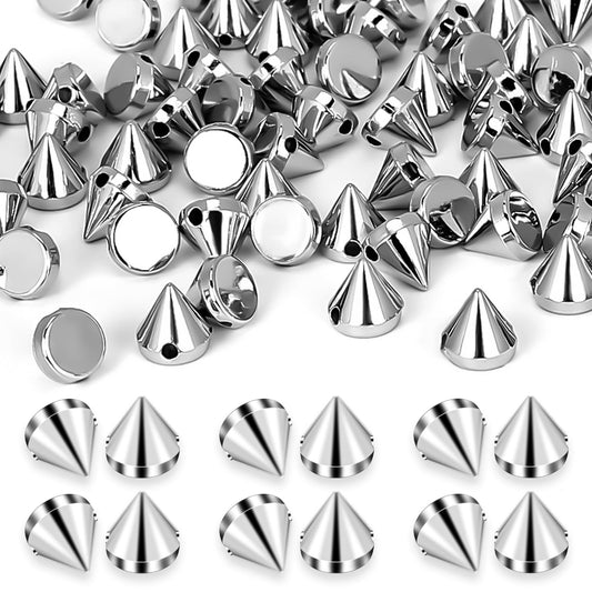 450 Pcs Clothing Studs 8 mm Spike Studs Cone Studs Spikes for Crafts Rivets Cone Spike Studs Beads Punk Spikes for Leather Clothes Shoes Jewelry Trims Silver