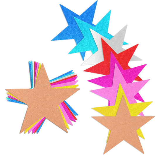40 Pcs 6 Inch Star Confetti Cutouts Glitter Star Paper Cutouts Paper Stars Decorations Star Confetti Classroom Decor Star Wall Confetti Cutouts for Christmas Classroom Bulletin Board (8 Colors)