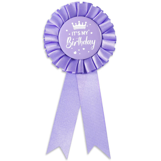 It's My Birthday Brooch Purple Satin Birthday Badge Purple Fabric Tinplate Badge Pin for Girls Party Decorations Gifting Party Favors