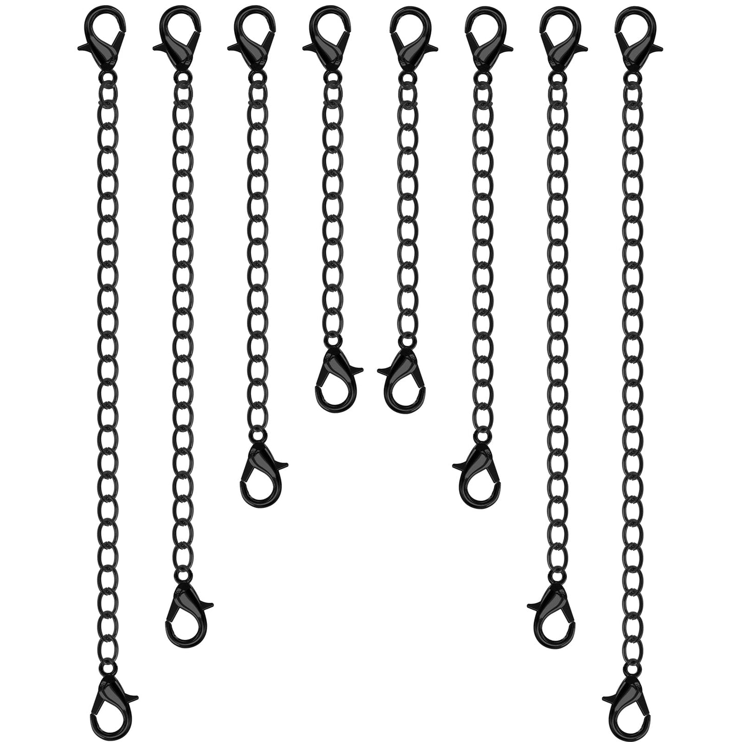 Trinkrittey 8 Pcs Black Extension for Necklace, 4 Size Jewelry Extenders Necklace Chain Extender Extension Chain for Jewelry Making Necklace Bracelet Anklet for Women Girls