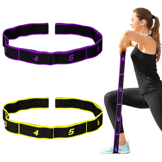 2pcs Yoga Elastic Bands Stretch Resistance Band, Stretch Straps with Loops, Elastic Yoga Leg Stretching Strap, Stretch Bands for Flexibility, Multi-Loop for Pilates,Yoga,Dance & Gymnastics Exercise