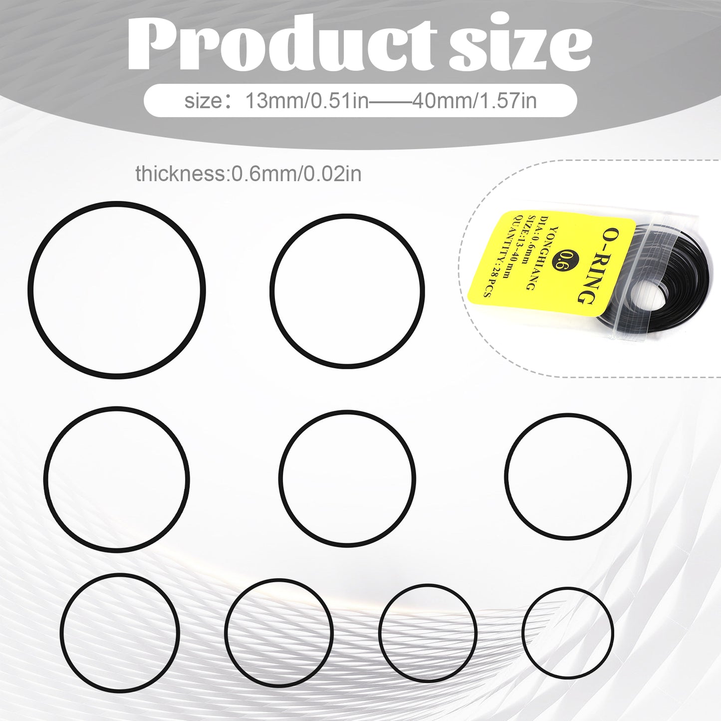 Gtziqa O Ring Watch Gasket, 28 Pcs 0.6mm Waterproof Rubber Watchs Seal Washers Watch Repair Tools for Watchs Back Cover