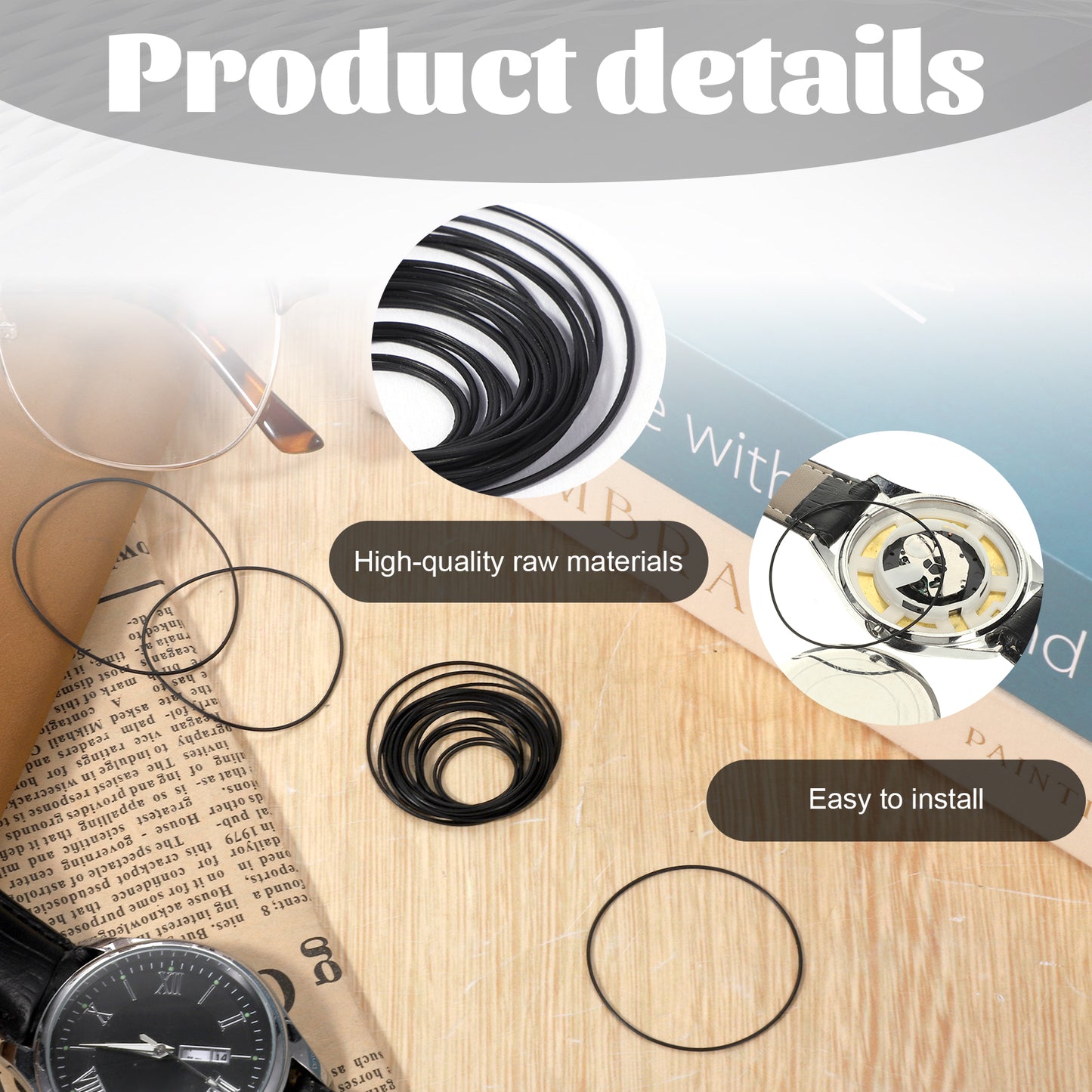 Gtziqa O Ring Watch Gasket, 28 Pcs 0.6mm Waterproof Rubber Watchs Seal Washers Watch Repair Tools for Watchs Back Cover