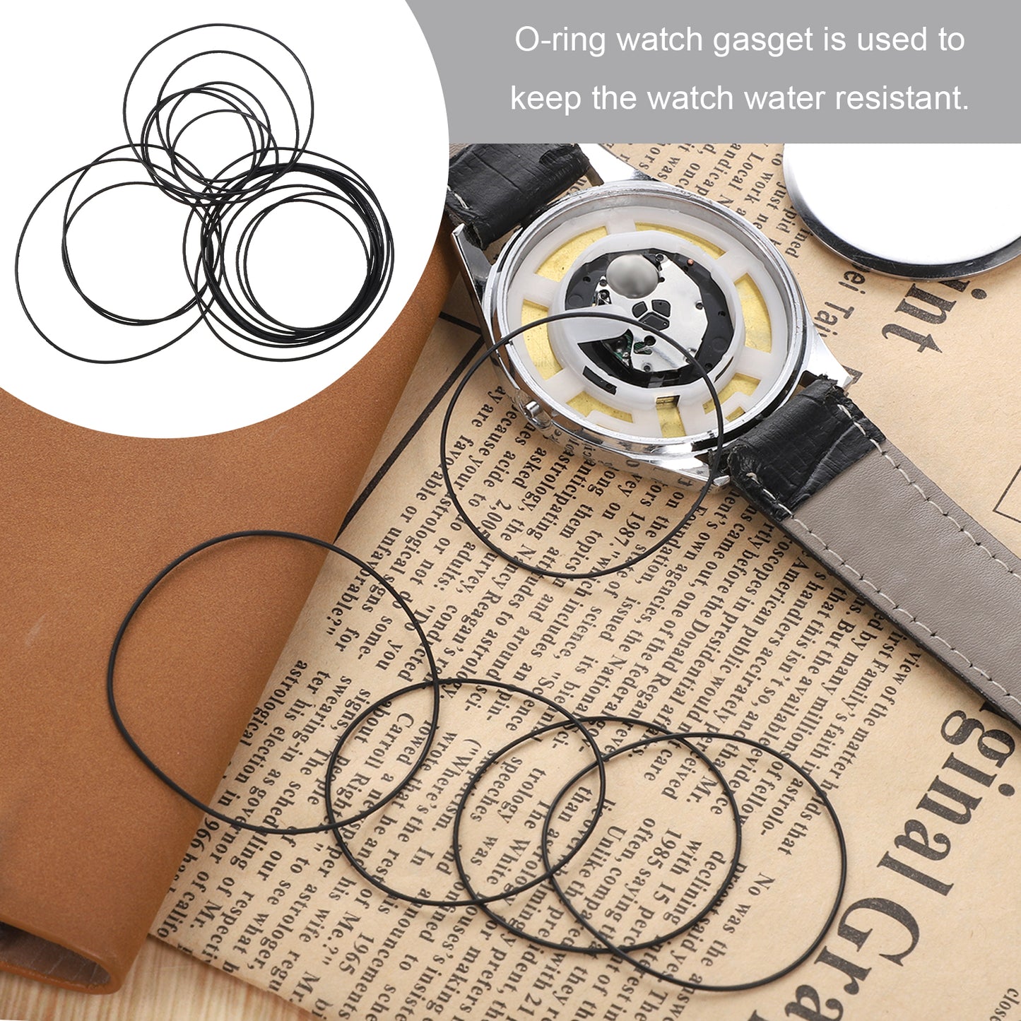 Gtziqa O Ring Watch Gasket, 28 Pcs 0.6mm Waterproof Rubber Watchs Seal Washers Watch Repair Tools for Watchs Back Cover