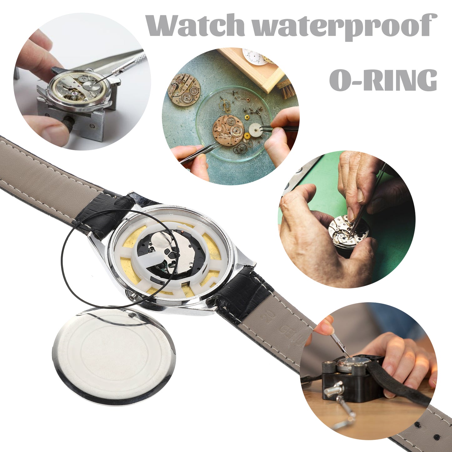 Gtziqa O Ring Watch Gasket, 28 Pcs 0.6mm Waterproof Rubber Watchs Seal Washers Watch Repair Tools for Watchs Back Cover