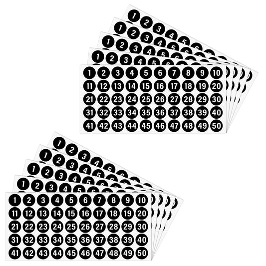10 Sheets Small Number Stickers 1 to 50 Number Self Adhesive Stickers 1 Inch Round Black Vinyl Consecutive Numbers Stickers Tiny Number Inventory Stickers Waterproof Labels for Indoor and Outdoor