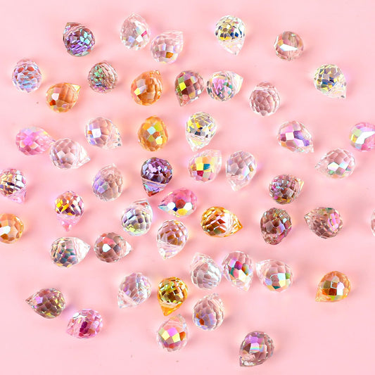 Crystal Beads Glass Beads for Jewelry Making, 50 Pcs Assorted Crackle Glass Beads Faceted Crystal Glass Beads Shiny Teardrop Shape for DIY Craft Necklace Bracelet Earring(50 Pcs 8x10mm)