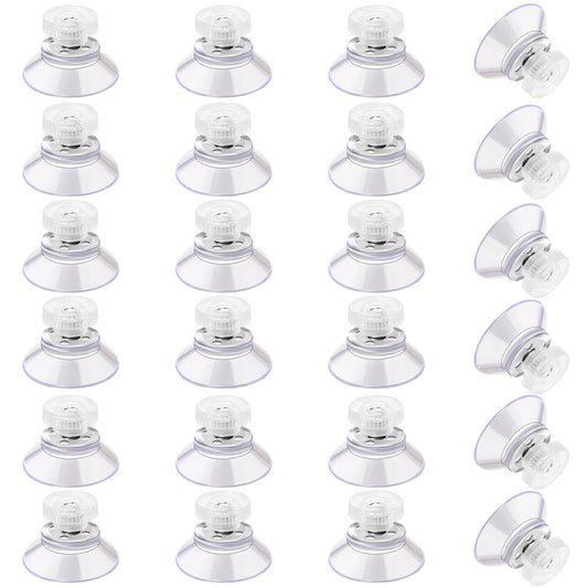 24 Pcs Suction Cups with Screw,Ø25mm Suction Cup Hooks Glass Sucker Pads Clear PVC Sucker Pads for Window Extra Strong Adhesive Suction Holder Rubber Sucker Pad with Metal Screw