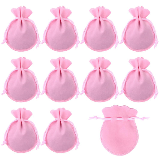 10 Pcs Small Velvet Drawstring Pouches Small Jewelry Bags 2.7" X 3.5" Gift Calabash Pouches Velvet Drawstring Bags Velvet Gift Bags for Rings Necklace Earrings Bracelet Jewelry(Pink)