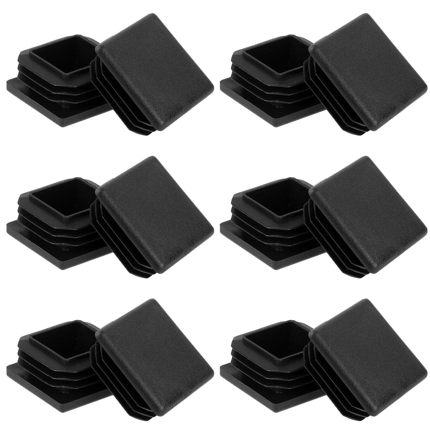 Pack of 12 Pipe Plugs 30 x 30 mm Black Foot Caps Plastic Square End Plugs Lamellar Plugs for Square Pipe Metal Products Chairs Shelves Pipe Cover