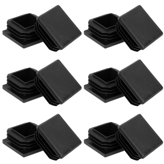 Pack of 12 Pipe Plugs 30 x 30 mm Black Foot Caps Plastic Square End Plugs Lamellar Plugs for Square Pipe Metal Products Chairs Shelves Pipe Cover