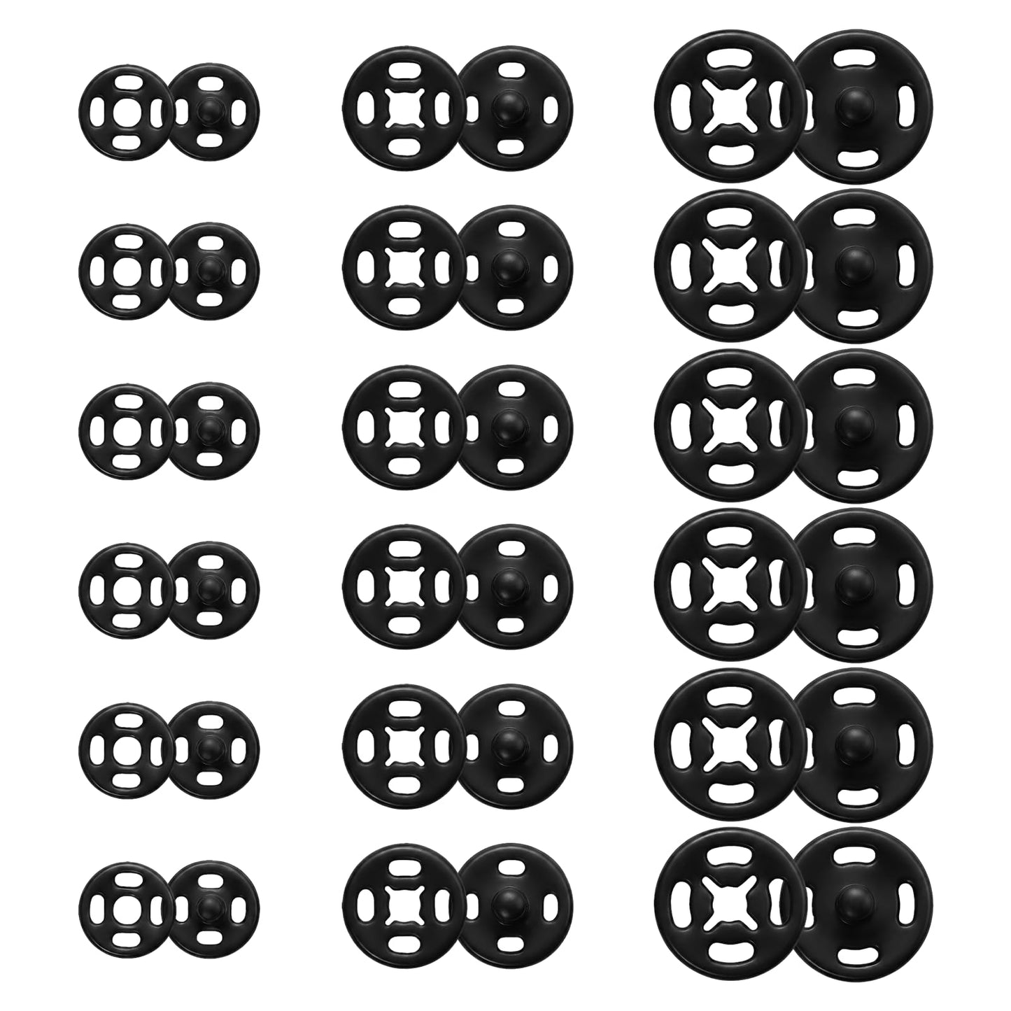 36 Pairs Black Round Plastic Snap Fasteners for Sewing