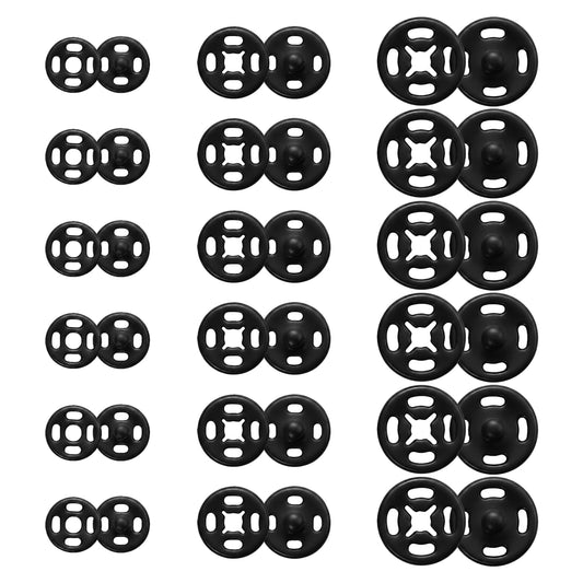 36 Pairs Black Round Plastic Snap Fasteners for Sewing