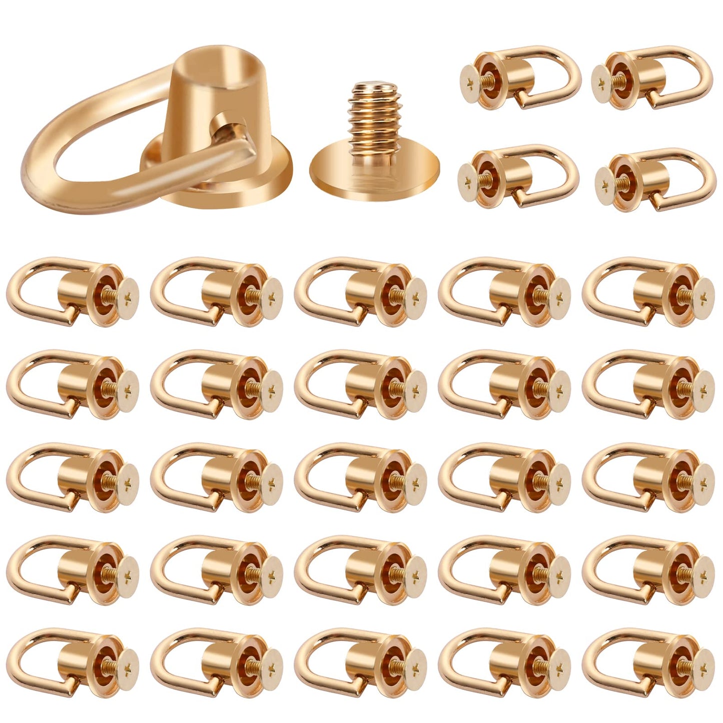 40 Pieces Ball Studs Rivets Ball Post Head Buttons 180° Rotatable D Ring Stud Screw Ball Post Head Buttons Screwback Rivet Studs for Diy Leather Craft Backpack Belt Purse Wallet Handbag